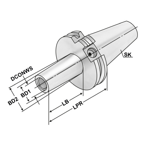 Fräsaufnahme für Einschraubfr. SK40-M16-119-L100 DIN 69871 AD/B