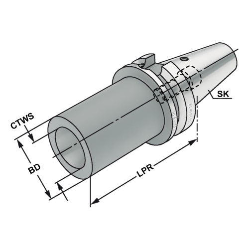 Zwischenhülse BT 40-2-50 für MK mit Anzugsgewinde DIN 6364