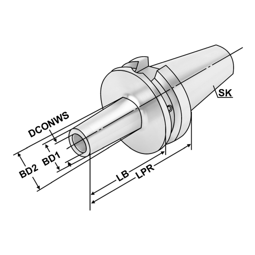Fräsaufnahme für Einschraubfräser BT40-M6-77-L50 JIS B 6339 (MAS-BT) AD/B