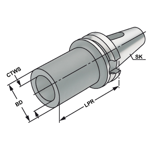 Zwischenhülse BT 40-1-50 für MK mit Austreiblappen DIN 6383