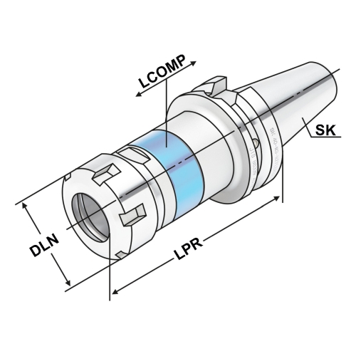 Gewindeschneidfutter für Synchronisation BT40 - M3-M12 (ER16) - 81 JIS B 6339 (MAS-BT)