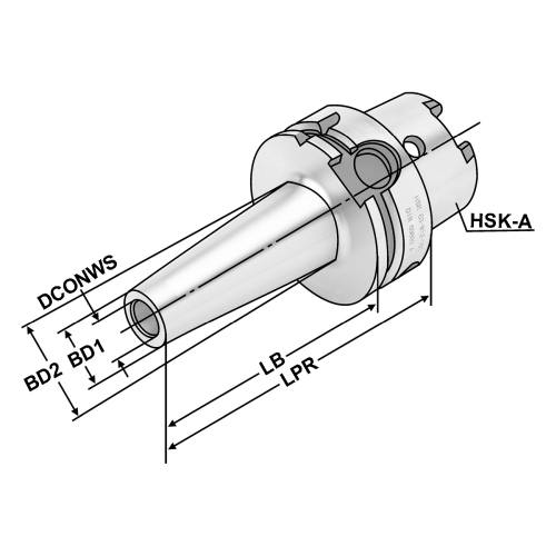 Fräsaufnahme für Einschraubfr. HSK 63-M8-101-L75 DIN 69893 Form A