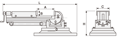 technische Zeichnung mechanisch hydraulischer Schraubstock HHY