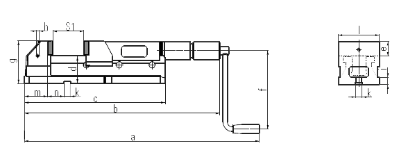 technische Zeichnung Allmatic hydraulischer Maschinenschraubstock HD