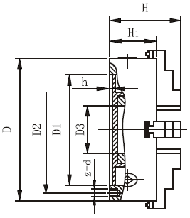 technische Zeichnung Vierbackenfutter Drehfutter Fuerda K12