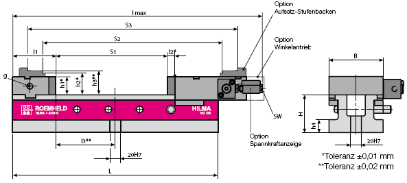 technische Zeichnung Hilma Hydro-Maschinenschraubstock NC