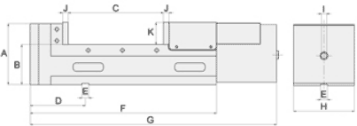 technische Zeichnung pneumatik pneumatischer Schraubstock HBV