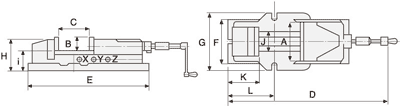 technische Zeichnung mechanisch hydraulischer Schraubstock HH